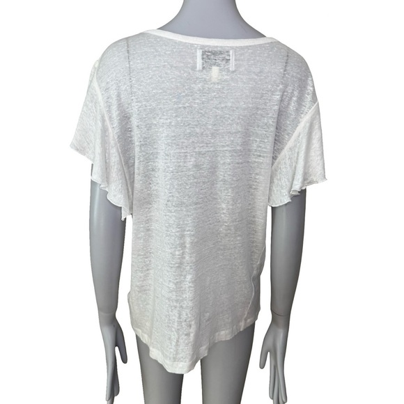 CURRENT/ELLIOTT “The Cosmos Tee” 100% Linen Flutter Sleeve Knit Top W/Tag 4/XL - Picture 12 of 14